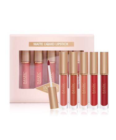 Allbesta Velvet Matte Lipstick Set - 5 Colors Waterproof Long Lasting Liquid Lipgloss for Vibrant Makeup - Buy Online on GoSupps.com