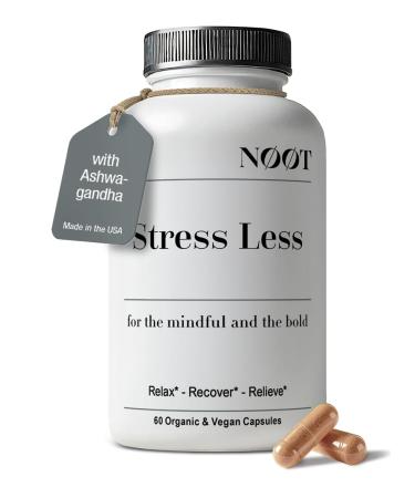 NOOT Stress Less - All Natural Stress & Anxiety Support Adaptogen Mix with Ashwagandha and L-Theanine - Mood Support Cortisol Supplements Nootropics Supplements for Women & Men 60 Capsules