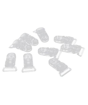 Pack of 10 plastic clips pacifier holder multifunctional 39 x 16 mm clear