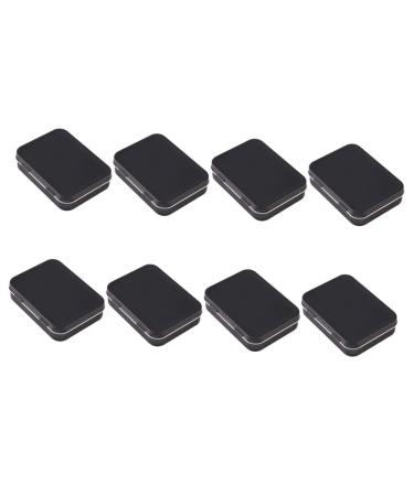 NUOBESTY 8pcs Box Jewelry Boxes Black Metal Food Container Candy Tin Mini Rectangular Tin Candy Box Rectangle Size 2 Black