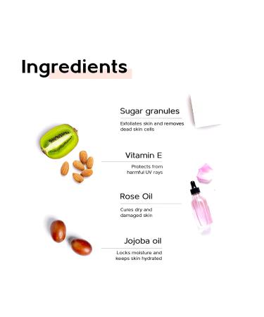 Organic Rose Face & Body Sugar Scrub | Deep Exfoliation Removes Blackheads & Whiteheads | Natural SLES & Paraben Free | All Skin Types (150g - Buy Online on GoSupps.com