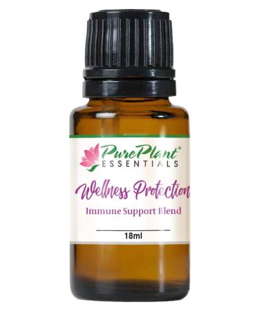 PurePlant Essentials 100% Pure Wellness Protection Immune Support Organic and Wild Crafted Essential Oils Blend Diluted in Light Coconut Oil - 18ml