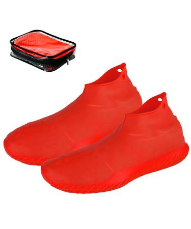 LEGELITE Reusable Silicone Waterproof Shoe Covers with Carrying Bag, No-Slip Silicone Rubber Shoe Protectors for Kids,Men and Women Red X-Large