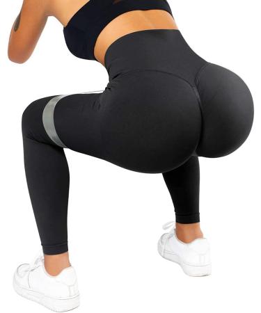 RXRXCOCO High Waist Leggings for Women - Push Up Scrunch Booty Gym Pants Opaque & Long | Perfect for Running & Sports Black - Buy Online on GoSupps.com