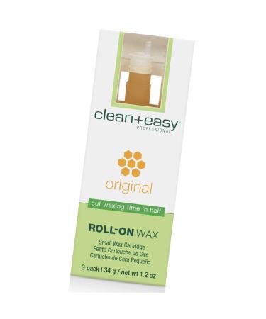 Clean + Easy Small Original Roll On Wax Refill for Wax Cartridge, Hygienic Depilatory Hair Removal Treatment, Removes Fine to Coarse Hairs, Perfect for Delicate Skin - 3 Packs Small (Pack of 3) 3 Pack