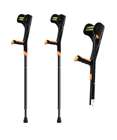 Adults Folding Forearm Crutches Lightweight Adjustable Open Cuff Crutches Canes Ergonomic Design with Non-Slip Foot Cap Suitable for Height 148-190cm/ 4' 8''-6' 2'' Double The Comfort Independence Orange 2 counts
