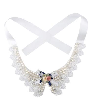 Pet Beautiful Pearl Necklace Teddy Adjustable Bow Tie with Pearl Dogs Neck Collar Wedding Party Pets Headwear for Pets Cats Dogs Puppy Kitty Kitten