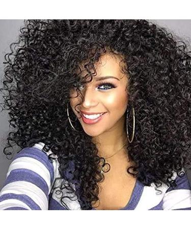 Colorfulpanda wig afro kinky black ladies short wavy wigs for women synthetic natural hair wig with pony naturally curly wig (black) - Buy Online on GoSupps.com