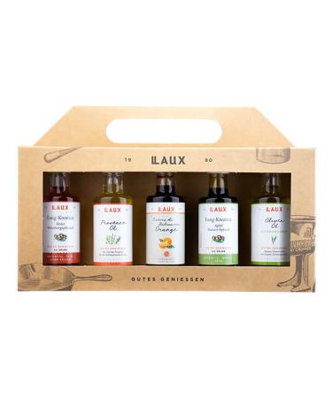 Laux vinegar oil gift box 5 x 40ml - 5 varieties in the set: Provence oil olive oil vinegar & crema di balsamic vinegar - for salads & hearty dishes - Easter vinegar & oil gift set No.2 - Buy Online on GoSupps.com
