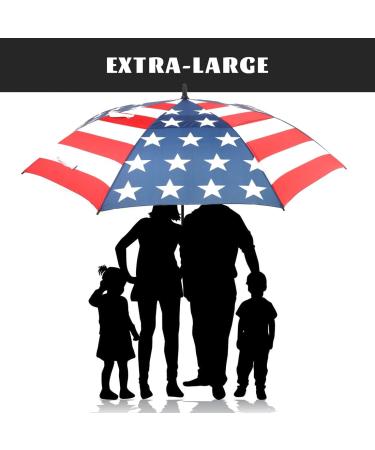 LLanxiry 68 Inch American Flag Golf Umbrella - Windproof, Automatic Open, Double Canopy, Vented Stick Umbrella for Men and Women - Buy Online on GoSupps.com