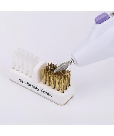 2Pcs Nail Art Drill Bit Cleaning Brushes - 2-in-1 Copper and Soft Brushes for Nail Salon or Home Use - White - Buy Online on GoSupps.com