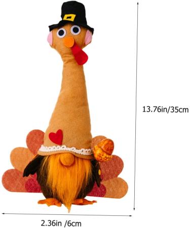 Alipis Dwarf Turkey Decor Ornament Thanksgiving Turkey Gnome Thanksgiving Stuffed Gnome Autumn Fireplace As Shown 1 35X6X5CM - Buy Online on GoSupps.com