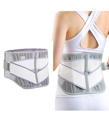 Worth having - Lumbar Belt Back Brace Support for Disc Herniation Spinal Treatment Posture Corrector Waist Support Instrument Pain Lower Lumbar Support (Gray White XX (Gray White M) Gray White Medium