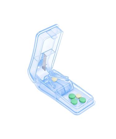 Pill Cutter, Pill Crusher, Pill Splitter, Pill Cutter for Small or Large Pills Professional, Pill Cutter and Splitter with Dispenser, Sturdy Cutting Blade Blue