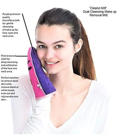 SkinBySam Cleansing Makeup Removal Glove - Reusable Dual Microfibre Mitt With Exfoliator Cloth - Eco Friendly Makeup Eraser Towel - Removes Makeup Quickly like a Magic Facial - Includes Travel Pouch - Buy Online on GoSupps.com