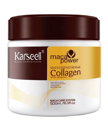 Karseell Collagen Hair Treatment Natural Argan Maca Power Hair Collagen Treatment Oil Hair Mask Deep conditioning for Dry Damaged Hair All Hair Type 16.9 Oz 500ml