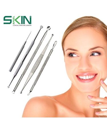 Skinapeel Premium Blackhead & Blemish Remover Kit - 5 Dermatologist-Approved Stainless Steel Tools for Acne Treatment - Travel Case with Mirror - Cure Pimples & Facial Impurities - Buy Online on GoSupps.com