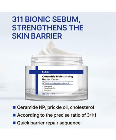 Bodylife Ceramide Moisturizing Repair Cream 1.76 oz Hydrating Face Moisturizer for Dry & Sensitive Skin Soothing & Restoring Barrier Cream for Roughness Tightness & Irritation - Buy Online on GoSupps.com