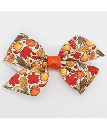 Thanksgiving Hair Bows Clips | Pumpkin & Maple Leaves Hair Accessories | Girls Toddlers Kids | 6 Pcs - Buy Online on GoSupps.com