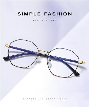 SERONI Polygon Blue Light Blocking Glasses | UV Protection | Stylish Metal Frame for Men & Women | 52mm Size - Buy Online on GoSupps.com