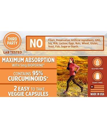 Organic 1600mg Turmeric Curcumin with Bioperine, Black Pepper | Joint Support, 95% Curcuminoids | Non-GMO, Gluten Free | 120 Vegetarian Caps - Buy Online on GoSupps.com