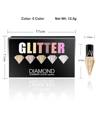 Go Ho Glitter Liquid Eyeliner Set - 5 Metallic Shimmer Colors for Waterproof and Long-Lasting Sparkle Eyes - Korean Makeup Collection - Buy Online on GoSupps.com
