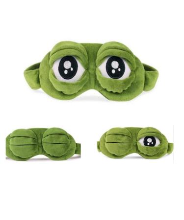 Apanphy 3D Eye Mask Sleeping Fluff Face Sleeping Funny Novelty Cartoon Frog Eye Cover Eyeshade Night Mask Sleep Travel Mask (Green)