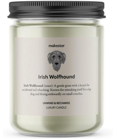 Irish Wolfhound Gift Candle - 220g Soy Wax with Vanilla Jasmine & Almond - Dog Candles by Makester - Buy Online on GoSupps.com