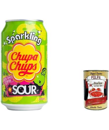  Italian Gourmet E.R. 24 x Chupa Chups - Sparkling Sour Green Apple Dressing Cabinet - 345ml + Italian Gourmet Polpa 400g - Buy Online on GoSupps.com