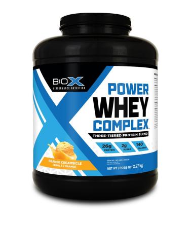BioX Power Whey Complex | High Protein 100% Pure Whey Protein Powder | 26g Protein | Nitrogen-Rich Three Tiered Powder with Whey Concentrate Whey Isolate Hydrolyzed Whey | 65 Servings 5LB (Orange Creamsicle) Orange Creamsicle 65 Servings (Pack of 1)