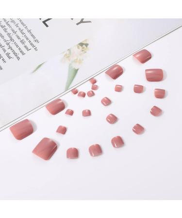 Handcess Shiny Pink Artificial Toenails - Short Square Full Cover Nail Tips for Women & Girls - International Shipping Available - Buy Online on GoSupps.com