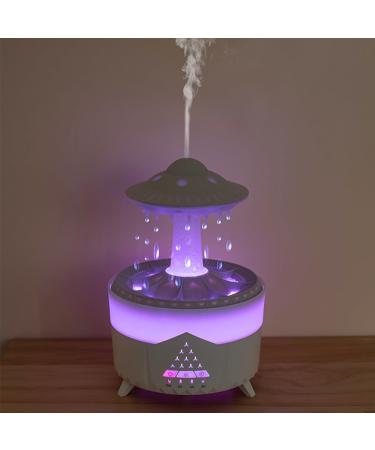 Rain Cloud Humidifier Water Drip Remote Control Timing 350ML Mushroom Aromatherapy Essential Oils Diffuser with Adjustable 7 LED Night Light for Sleeping and Relaxing White - Buy Online on GoSupps.com