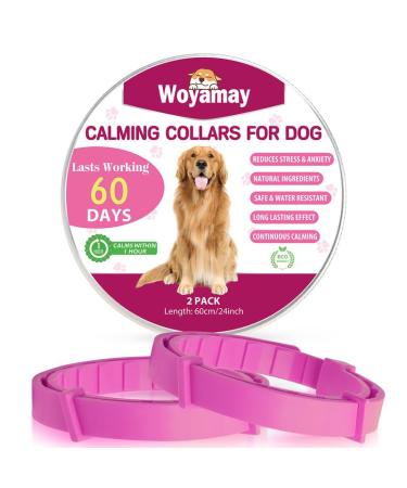 Woyamay calm collar for dogs |Adjustable sedative collar dog with fear stress |Natural dog collar with pheromones for dogs of all sizes60 days of action time |2 pieces (pink) pink-2 pieces