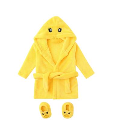 Baby bathrobes shoes set tonsee shower coat terry mantle morning coat with hood for girls boys nice caricature soft comfortable robe slave bath fleece swimming with belt 6-12 months yellow
