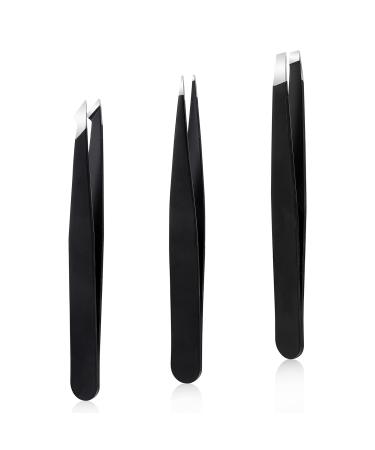 Giantree 3Pcs Tweezers  Professional Stainless Steel Eyebrow Tweezers Kit Women Men Eyebrow Remover for Hair Facial Hair Beard Blackhead