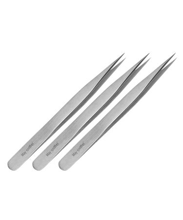May - 3x technical tweezers Spitz - Modellbau tweezers - watchmaker tweezers - electrician tweezers - fine mechanic tweezers - stainless steel