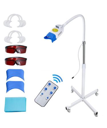 Remote Control Mobile Teeth Whitening Lamp 36W 10 LED Dental LED Teeth Whitening Accelerator 3 Colors Blue/Purple/Red Light Teeth Whitener Bleaching System with Mouth Opener/Goggles/Bibs 110V Type 1-3 Color