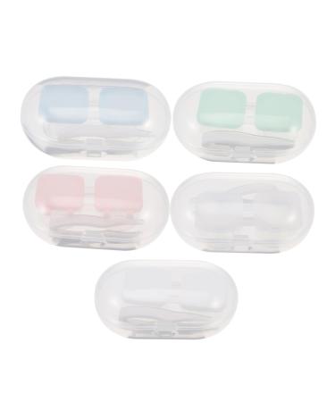 Healvian 5 Sets Push Glasses Case Contact Lens Container Holder Simple PP