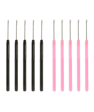 10 Bead Pulling Hook Needles for Micro Ring Hair Extensions | Plastic Handle & Steel Needle - Black - Buy Online on GoSupps.com