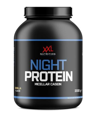 XXL Nutrition - Night protein - Micellar casein protein powder - high -quality casein protein powder - 2000 grams - vanilla 2000 grams