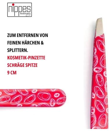 Nippes KOSMOS cosmetic tweezers in pink bevelled tip stainless steel colourful lacquered 9 cm long fine tweezers tear off eyebrow tweezers - Buy Online on GoSupps.com