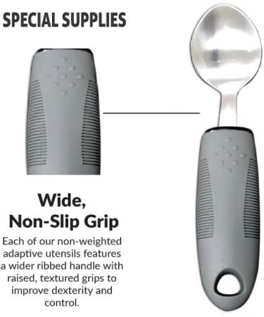 Easy Grip Extra Wide Handle Cutlery Set - Ideal Dining Aid for Elderly and Disabled with Arthritis, Parkinson's, and Tremors - Gray 3PCS - Buy Online on GoSupps.com