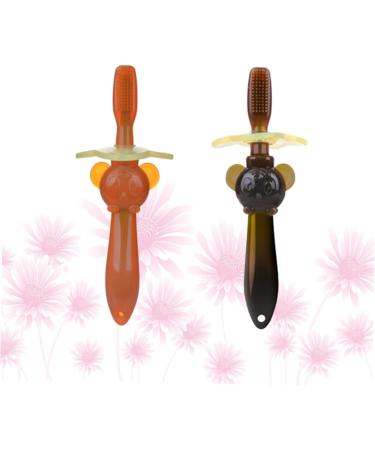 Minkissy 2-Pack Toddler Toothbrush Bite Ring - Safe Soft Bristles Training Brush for Children - Buy Online on GoSupps.com