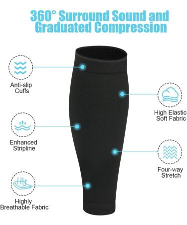 Acwoo Compression Stockings for Men & Women | Calf Medical Compression Socks 15-21mmHg | Ideal for Running & Sports | Black - Buy Online on GoSupps.com