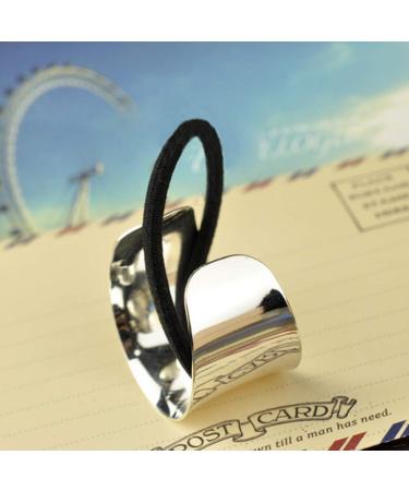Gothic Punk Metal Hair Ties - 2 Piece Set in Golden & Silver | Elastic Hair Band Cuff Ponytail Holder for Women & Girls - Buy Online on GoSupps.com
