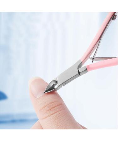 Wohlstand Cuticle Forceps Carbon Steel Tweezers For Cuticles Single Spring 6 mm Tip Pink - Buy Online on GoSupps.com