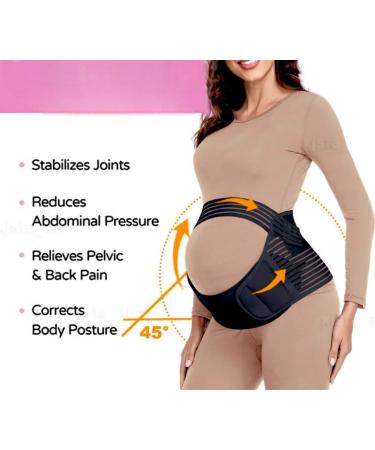 Pregnancy Support Belt | 4-in-1 Maternity & Postpartum Band | Relieve Abdomen, Waist, Pelvis Pain & Back Support | Black - Size M 10-12 (80cm-110cm) - Buy Online on GoSupps.com