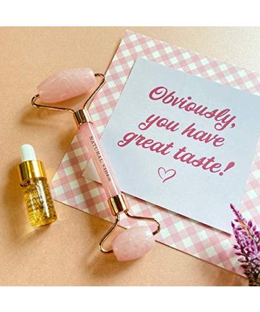 Natural Vibes Rose Quartz Roller & Massager for Face & Neck | FREE Gold Beauty Elixir Oil | International Shipping Available - Buy Online on GoSupps.com