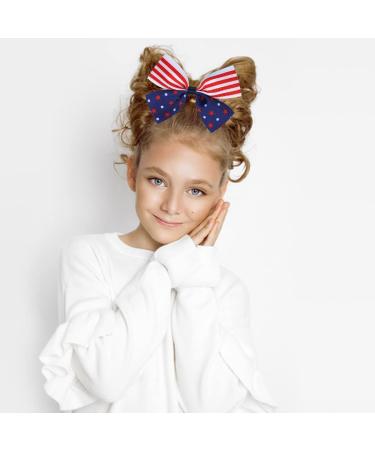 4th of July Patriotic Hair Bows Clips & Hairpins Set for Kids - USA Flag Hair Accessories for Independence Day - 4Pcs - Buy Online on GoSupps.com