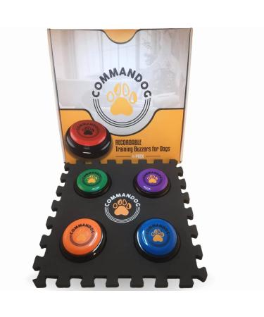 Dog training talking buttons | Commandog touch recordable talking dog buzzer train your dog to talk with dog communication buttons | Easy to use dog training buttons | 4pk talking buttons for dogs |UK
